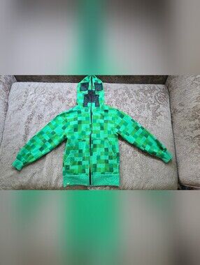 MAD Engine Green Pixel-Pattern Zip Hoodie for Kids